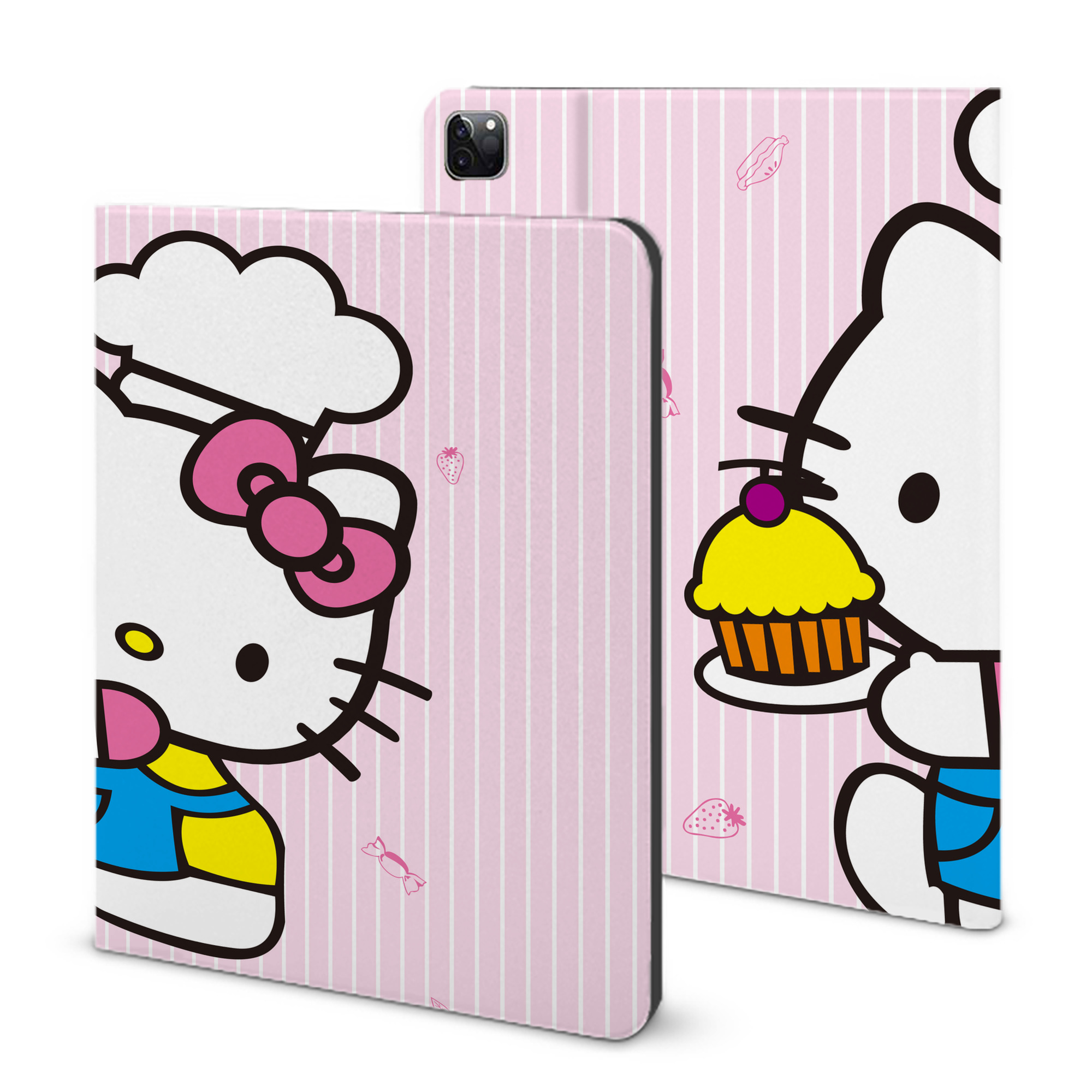 （画像用） Hello Kitty ハローキティ IPad ケース ブック型 PUレザー TPU 耐衝撃 軽量 薄型 ペン収納なし 全面保護 IPad 各モデル対応
